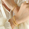 French Inspired Textured All Match Titanium Steel Round Open Bracelet Electroplated Simple Geometric Jewelry For Women