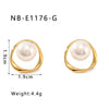 French Retro Design Pearl Ring Style Stainless Steel Earrings For Women With 18K Vacuum Plating In Furnace And Geometric Styling