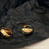 French Retro Gold Plated U Shape Earrings With Zircon Metal Ball And Eight Pointed Star Design For Women