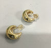 French Retro Gold Plated U Shape Earrings With Zircon Metal Ball And Eight Pointed Star Design For Women