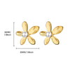 French Retro Stainless Steel Electroplated Flower Imitation Pearl Earrings For Women