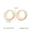 French Retro Style Stainless Steel And Resin Round Earrings With Geometric Pattern Electroplated For Women