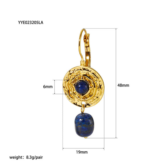 French Retro Titanium Steel Necklace With Natural Stone Inlaid Stainless Steel Clavicle Chain Gold Plated Non Fading Jewelry
