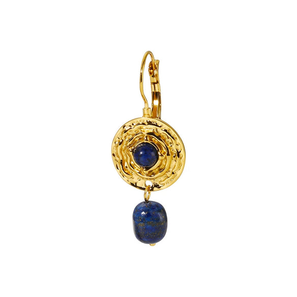 French Retro Titanium Steel Necklace With Natural Stone Inlaid Stainless Steel Clavicle Chain Gold Plated Non Fading Jewelry