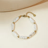 French Style Geometric 14K Gold Plated 304 Stainless Steel Artificial Pearl Wholesale Bracelets