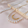French Style Geometric Stainless Steel Layered Necklaces