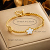 French Style Heart Shape Floral 304 Stainless Steel 18K Gold Plated Artificial Pearls Bracelets In Bulk
