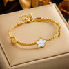 French Style Heart Shape Floral 304 Stainless Steel 18K Gold Plated Artificial Pearls Bracelets In Bulk