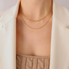 French Style Minimal Double Layer Chain Necklace Titanium Steel 18K Gold Plated Clavicle Chain