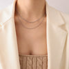 French Style Minimal Double Layer Chain Necklace Titanium Steel 18K Gold Plated Clavicle Chain