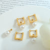 French Style Square Titanium Steel Drop Earrings Inlay Artificial Pearls Stainless Steel Earrings
