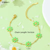 Fresh And Sweet Daisy Pattern Titanium Steel Bracelet And Flower Ring Set With Electroplating For Women