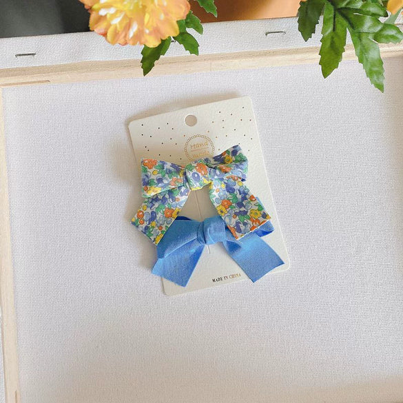Fresh Floral Macaron Bow Cloth Duckbill Hair Clip Set Cartoon Character Side Bangs Hair Accessories For Girls And Children