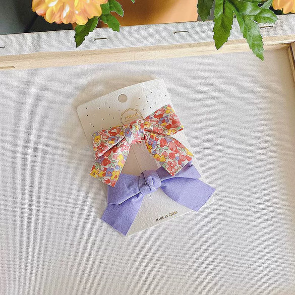 Fresh Floral Macaron Bow Cloth Duckbill Hair Clip Set Cartoon Character Side Bangs Hair Accessories For Girls And Children