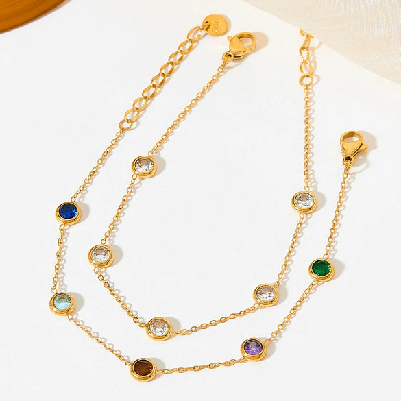 Fresh Style Minimalist Geometric Zircon Stainless Steel Vacuum Plated Electroplated Women's Bracelet