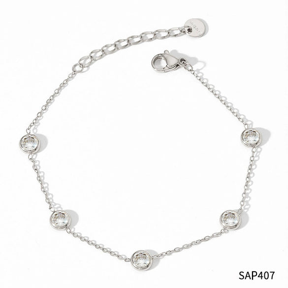 Fresh Style Minimalist Geometric Zircon Stainless Steel Vacuum Plated Electroplated Women's Bracelet