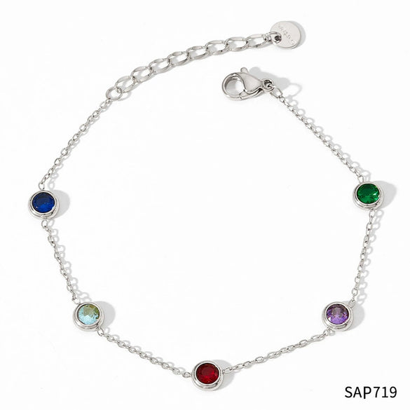 Fresh Style Minimalist Geometric Zircon Stainless Steel Vacuum Plated Electroplated Women's Bracelet