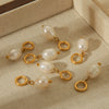 Fresh Water Pearl Stainless Steel Gold Plated Pendant Earrings Necklace Accessories