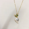 Freshwater Baroque Pearl Pendant With Micropaved Zircon And Copper Accessory