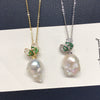 Freshwater Baroque Pearl Pendant With Micropaved Zircon And Copper Accessory