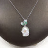 Freshwater Baroque Pearl Pendant With Micropaved Zircon And Copper Accessory
