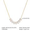 Freshwater Natural Pearl Stainless Steel Necklace With Geometric Shape Electroplated Pvd Vacuum Real Gold For Women