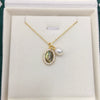 Freshwater Pearl And Abalone Shell Pendant Jewelry Retro Oval Dropshaped Copper And Freshwater Pearls Minimalist Style