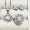 Freshwater Pearl And Diamondencrusted Jewelry Set Pendant Earrings Ring