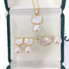 Freshwater Pearl And Sea Shell Jewelry Set With Cat Design