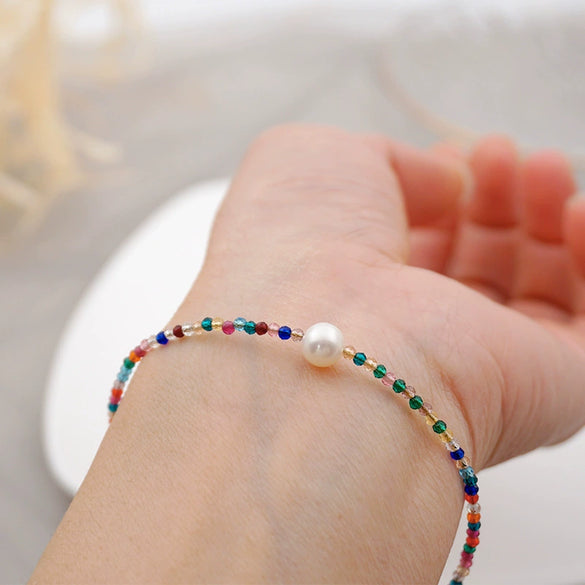 Freshwater Pearl Anklet Geometric Pattern Simple Style For Women