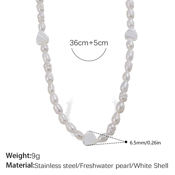 Freshwater Pearl Beaded Necklace Bracelet 316L Stainless Steel 18K Gold Plated For Women