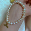 Freshwater Pearl Bracelet With Elastic Cord Irregular Shape Minimalist Design