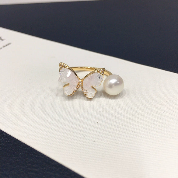 Freshwater Pearl Butterfly Pendant Jewelry Set