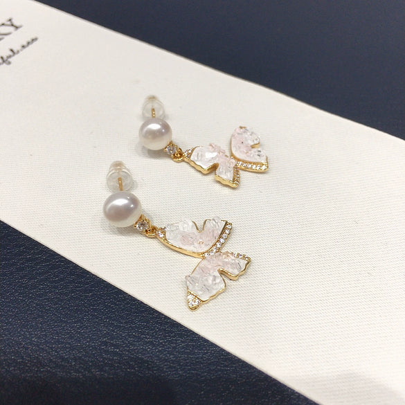 Freshwater Pearl Butterfly Pendant Jewelry Set
