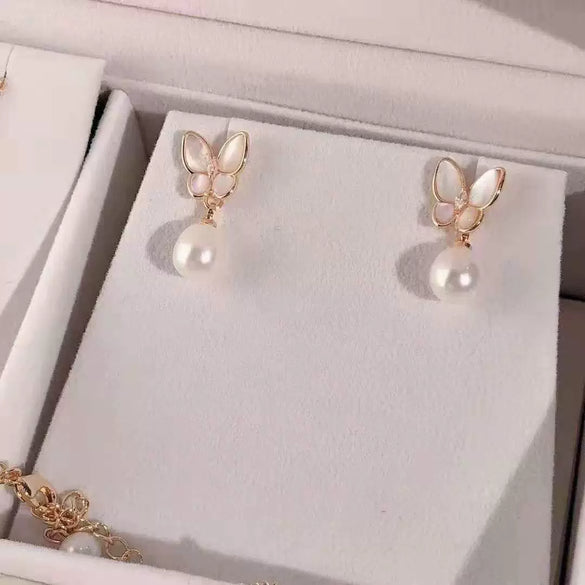 Freshwater Pearl Butterfly Shell Jewelry Set For Girls