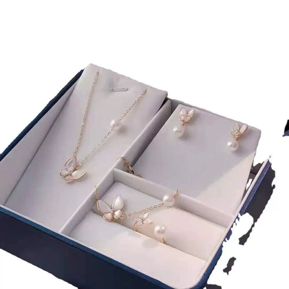 Freshwater Pearl Butterfly Shell Jewelry Set For Girls