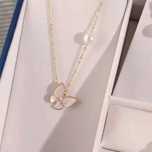 Freshwater Pearl Butterfly Shell Jewelry Set For Girls