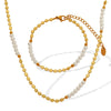 Freshwater Pearl Copper 18K Gold Plated Classic Style Korean Style Plating Round Copper Bracelets Necklace