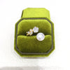 Freshwater Pearl Copper Ring With Floret Zircon And Flash Diamond Fashionable And Adjustable For Women