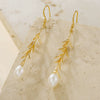 Freshwater Pearl Copper 925 Silver Goldplated Drop Shape Willow Branch Earrings For Women