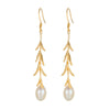 Freshwater Pearl Copper 925 Silver Goldplated Drop Shape Willow Branch Earrings For Women