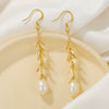 Freshwater Pearl Copper 925 Silver Goldplated Drop Shape Willow Branch Earrings For Women