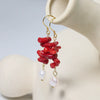 Freshwater Pearl Coral Geometric Style Electroplated String Tassel Earrings For Women