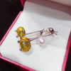 Freshwater Pearl Diecast Animal Natural Style Brooch With Electroplating