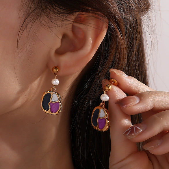 Freshwater Pearl Earrings Electroplated Fashion Style For Women