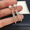 Freshwater Pearl Earrings For Women Alloy Inlaid With Artificial And Semiprecious Stones Oblate And Round Shape French Retro Style