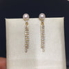 Freshwater Pearl Earrings For Women Alloy Inlaid With Artificial And Semiprecious Stones Oblate And Round Shape French Retro Style