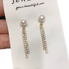 Freshwater Pearl Earrings For Women Alloy Inlaid With Artificial And Semiprecious Stones Oblate And Round Shape French Retro Style