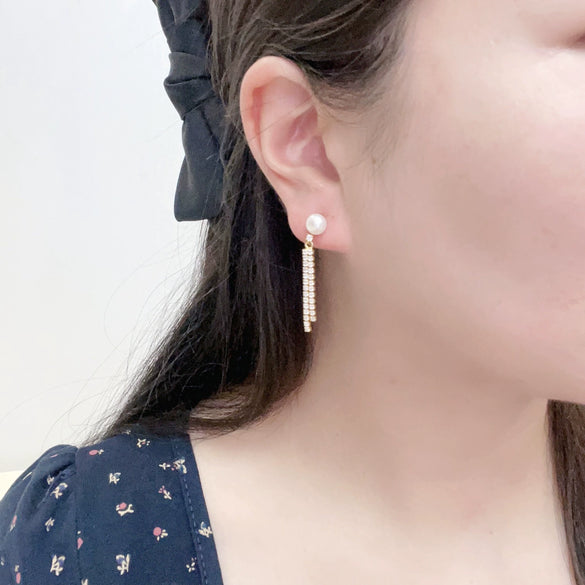 Freshwater Pearl Earrings For Women Alloy Inlaid With Artificial And Semiprecious Stones Oblate And Round Shape French Retro Style