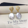 Freshwater Pearl Earrings For Women Alloy Inlaid With Gemstones Alien Shape Baroque Style